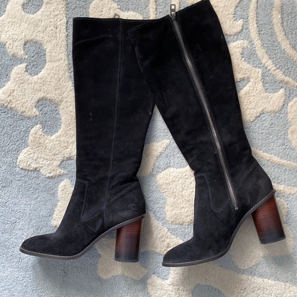 Tall suede COACH boots with ombré block heel